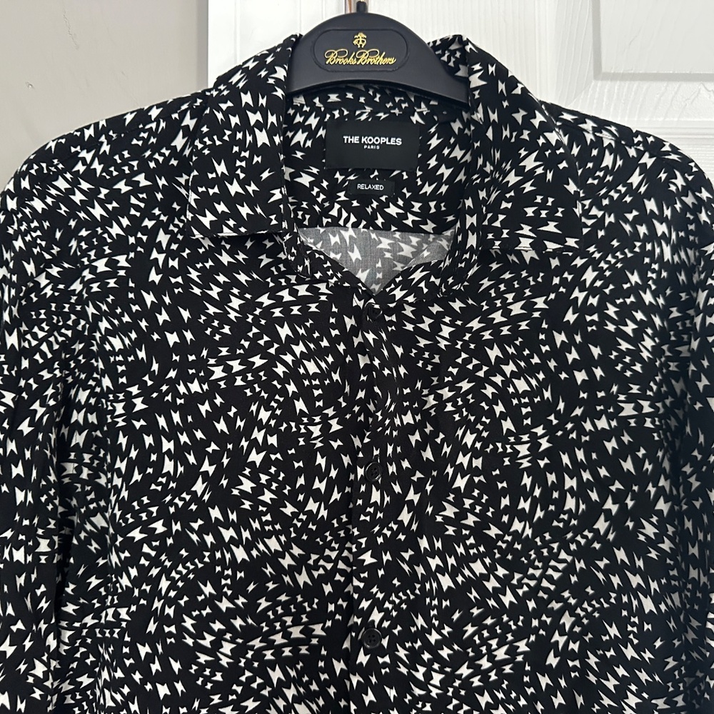 The Kooples Paris Relaxed Black White Print Button-up Shirt Small